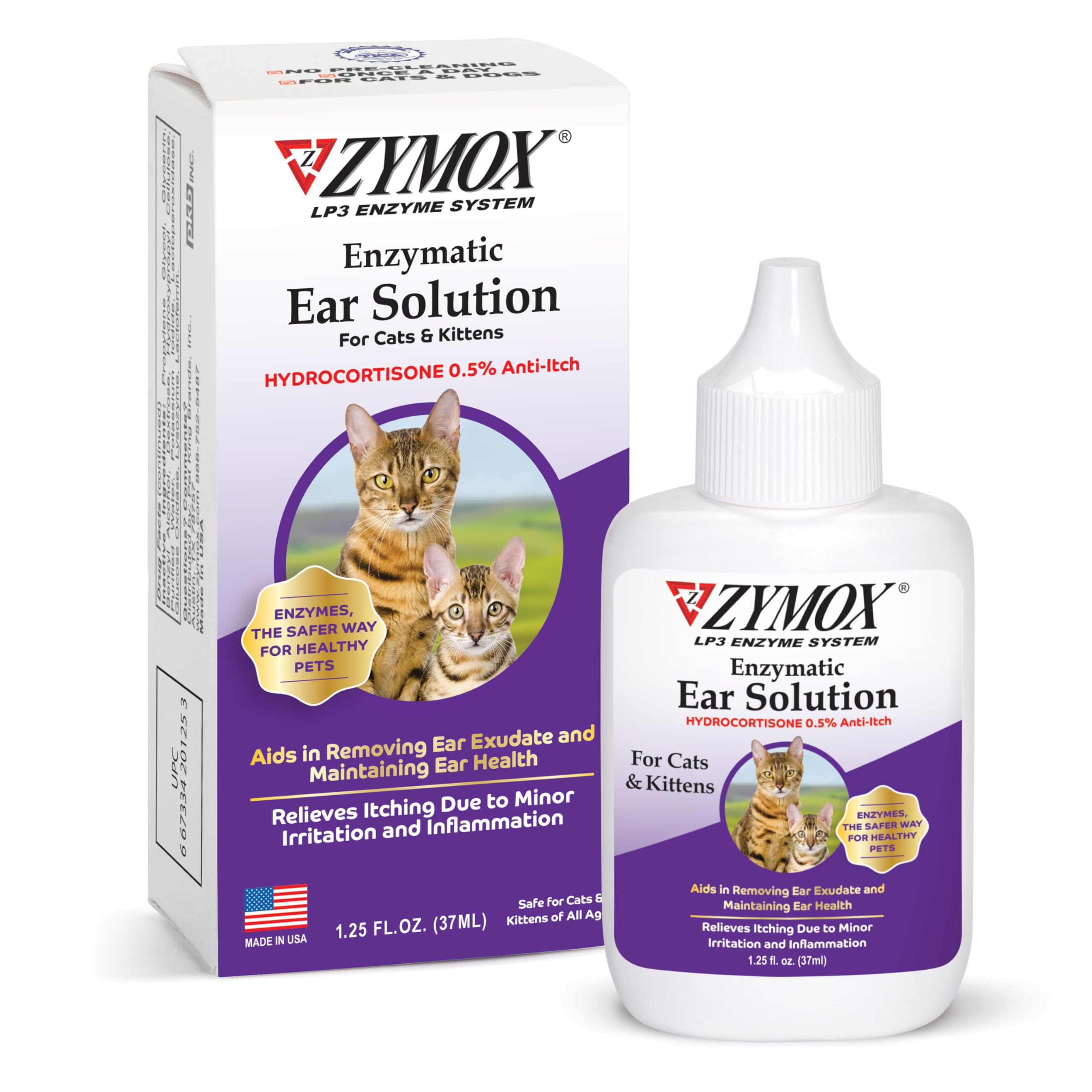Zymox solution auriculaire enzymatique dans flacon, soin doux pour oreilles.