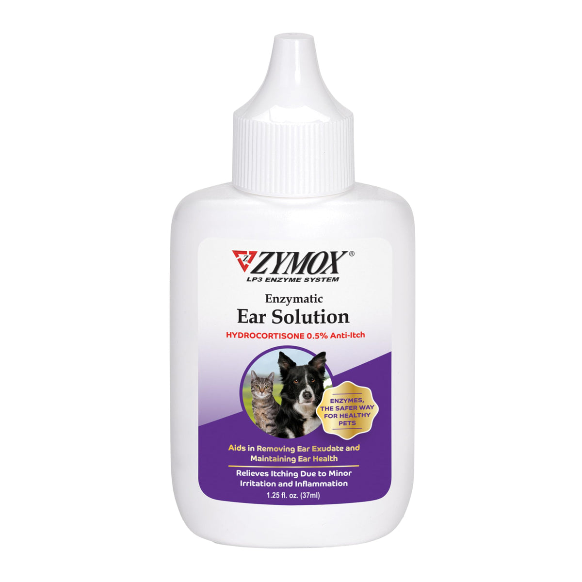 ZYMOX solution enzymatique pour oreilles — flacon, peut apaiser irritations mineures chez les animaux.