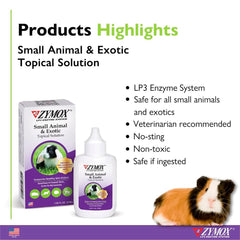 Zymox solution non toxique et sans picotement: adaptée aux petits animaux et exotiques.