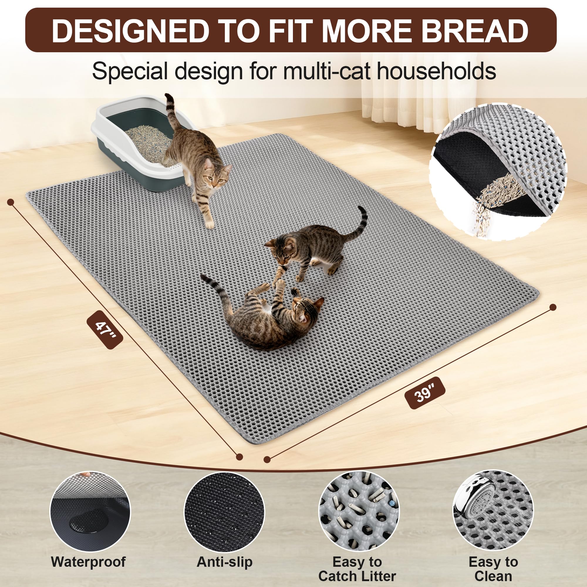 Zyusora Jumbo Tapis Litiere double couche; maintient la zone propre