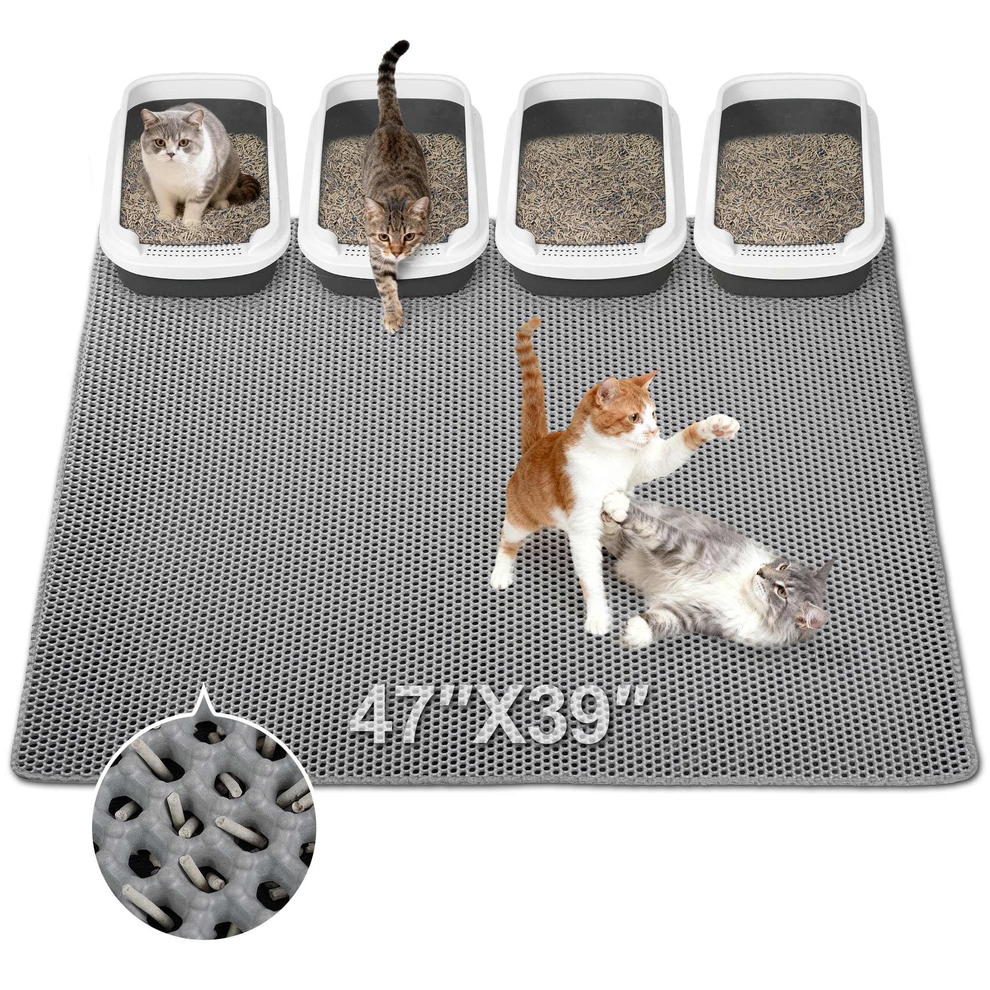 Zyusora Jumbo Tapis Litiere avec grille hexagonale; aide a reduire les traces sur le sol