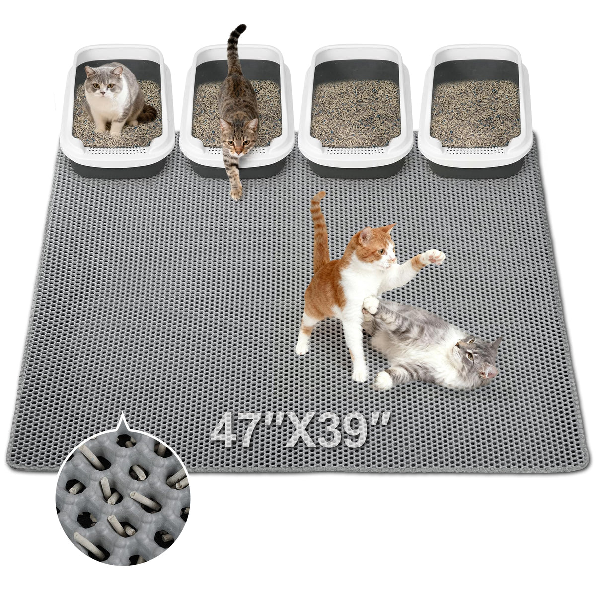 Zyusora Jumbo Tapis Litiere avec grille hexagonale; aide a reduire les traces sur le sol