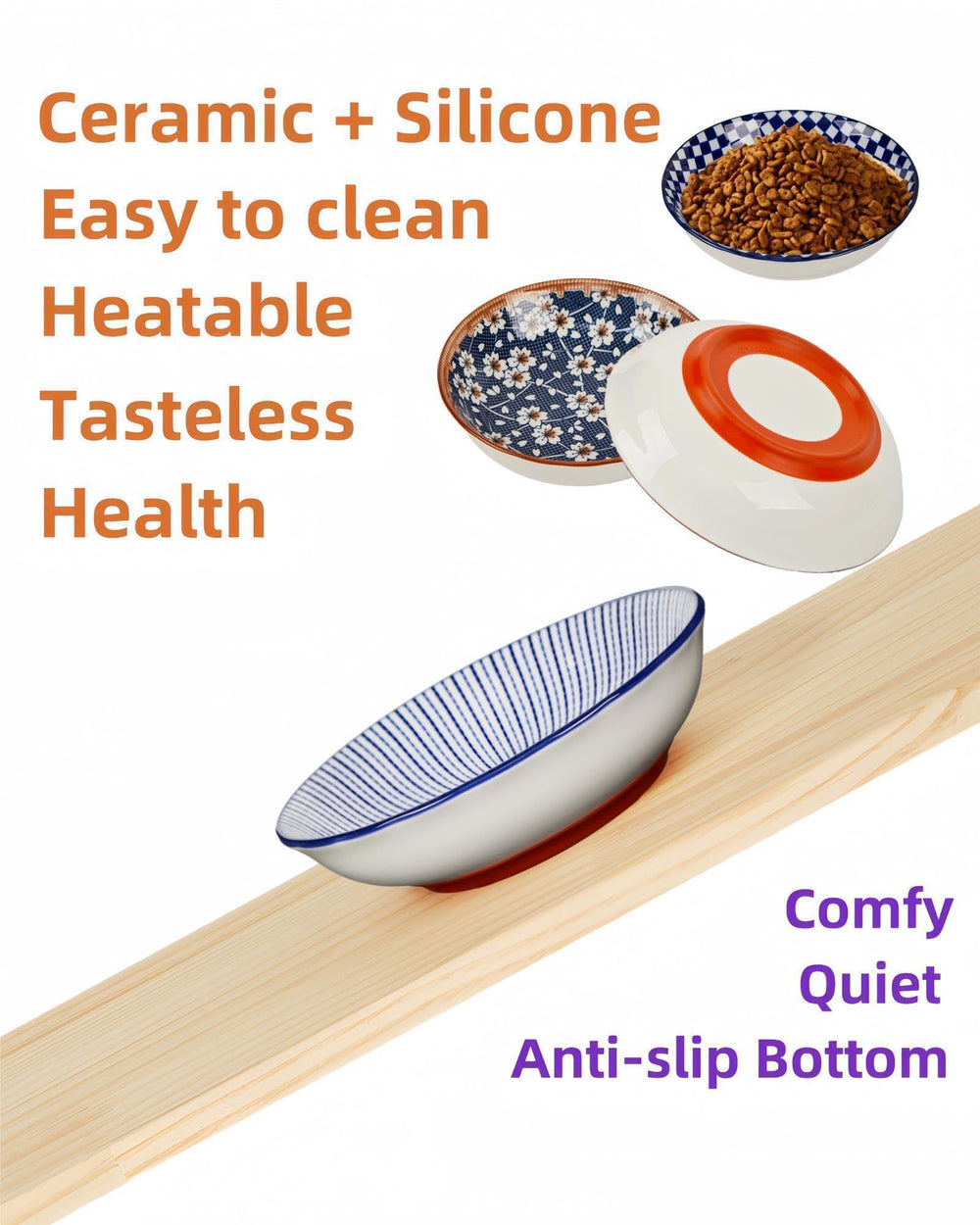 Base en silicone du bol ZYUTONG pour chat, stabilité renforcée et réduction des éclaboussures.
