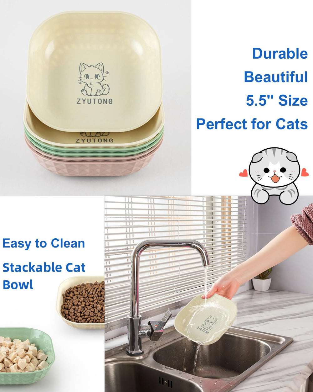 Bols polyvalents ZYUTONG – adaptés à nourriture humide, sèche et eau.